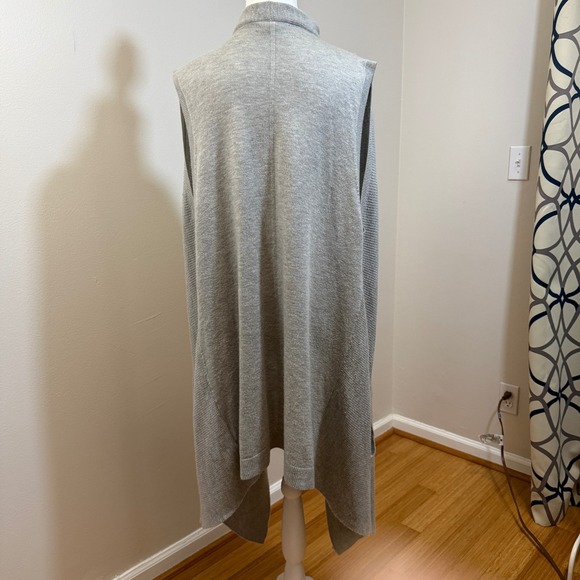 Banana Republic Longline Vest Womens Large Gray Good Ribbed Wool Blend Draped - Picture 8 of 9
